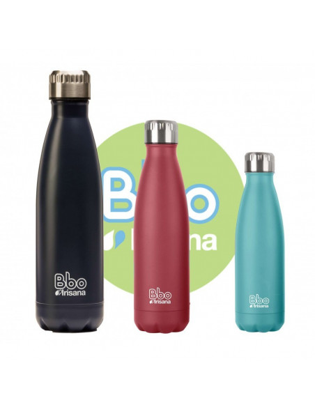 Botella reutilizable Bbo Irisana 350 ml. de acero inoxidable con funda de neopreno