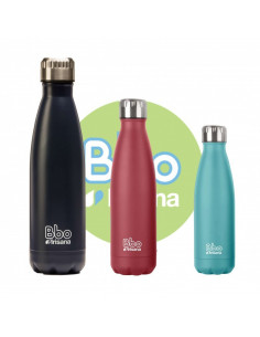 Ampolla reutilitzable Bbo Irisana 350 ml. d'acer inoxidable amb funda de neoprè