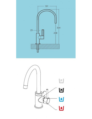 Aixeta de 3 víes Nor