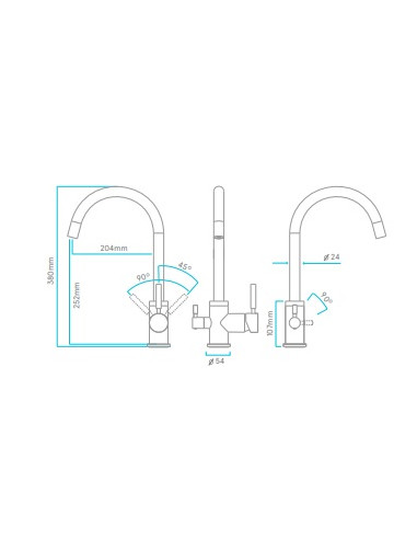 Aixeta 3 vies Esla Inox Cromada Brillant