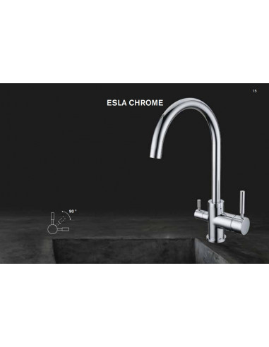 Aixeta 3 vies Esla Inox Cromada Brillant