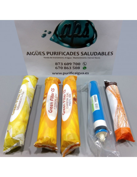 Kit 4 Filtros y membrana para Osmosis Advance Posteriores 2008
